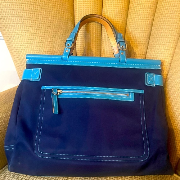 Coach Hampton Double Turnlock Satchel Tote - Picture 5 of 13